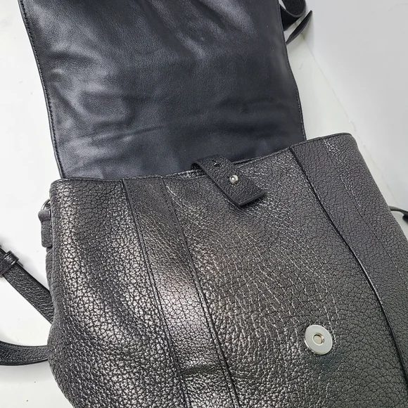 All Saints Vincent Pewter Dark Silver Metallic Top Handle Backpack - Picture 7 of 16